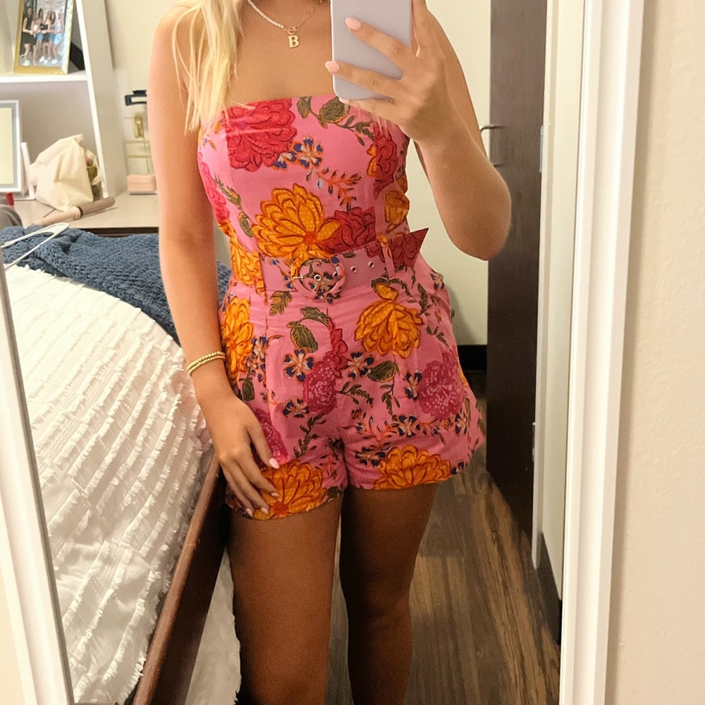 Cutest pink romper. Got it at a local boutique in Fort Worth.